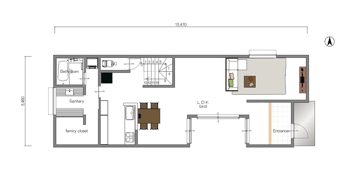 中庭・吹抜け・家事動線をすべて叶える！余白のある4LDKプラン